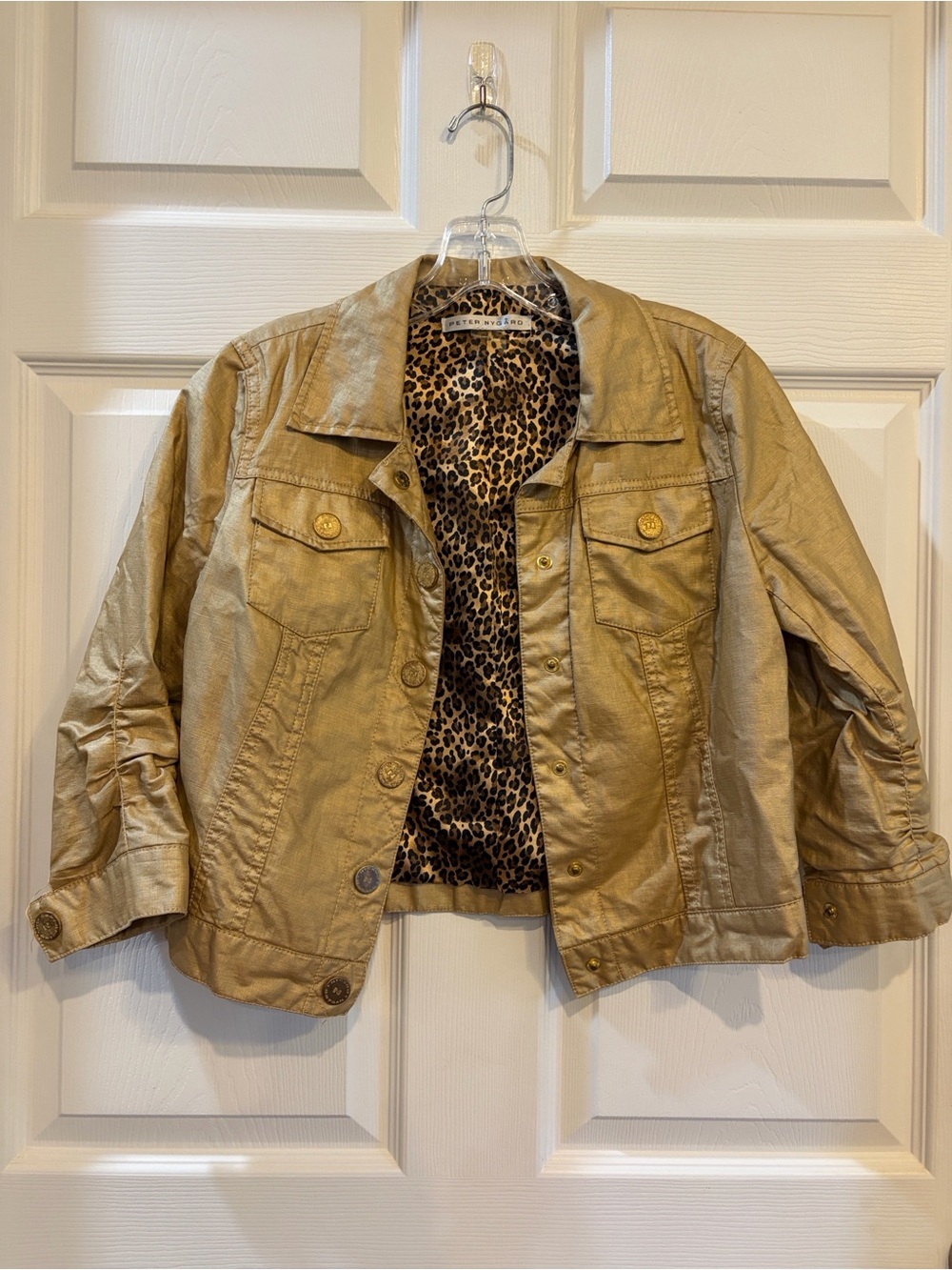 Peter Nygard Gold Jacket with Leopard Print Lining